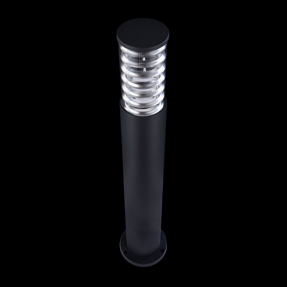 Lampione da esterno, paletto luminoso, 1 lampada, piantana, stile moderno, struttura in alluminio , plafoniera in vetro cilindrico nero Maytoni - 5