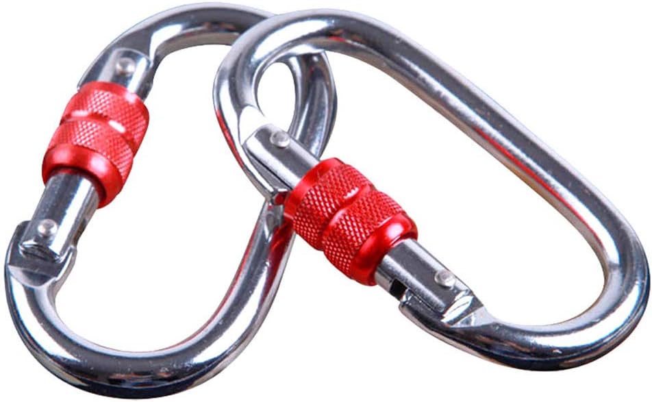 25KN set de 4 mousquetons d'escalade en acier trempé argenté avec clips à vis - 3