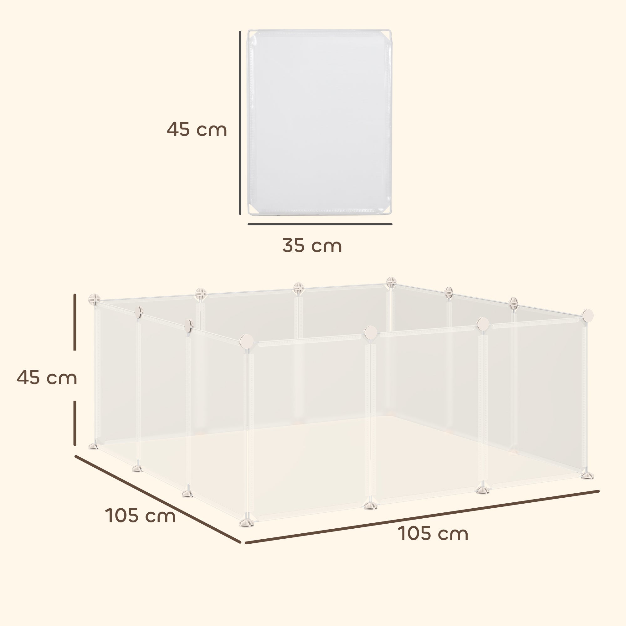 Cerca para Pequenos Animais PawHut Branco Metal, Resina PP 105x105x45cm - 3