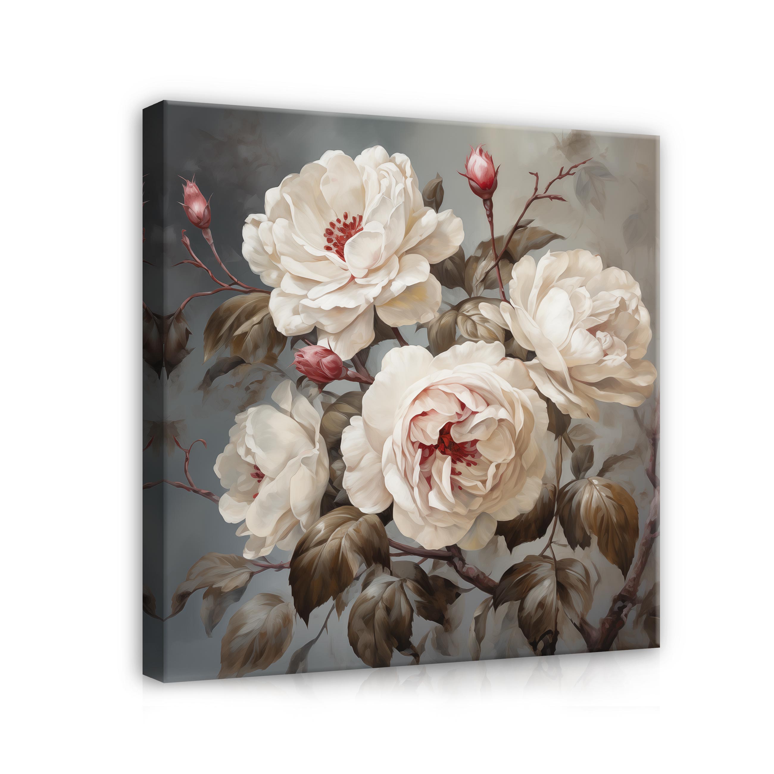 Cuadro en lienzo flores peonías boho arte 80x80 cm xxl impresión en lienzo decoración de pared canvas para salón lista para colgar