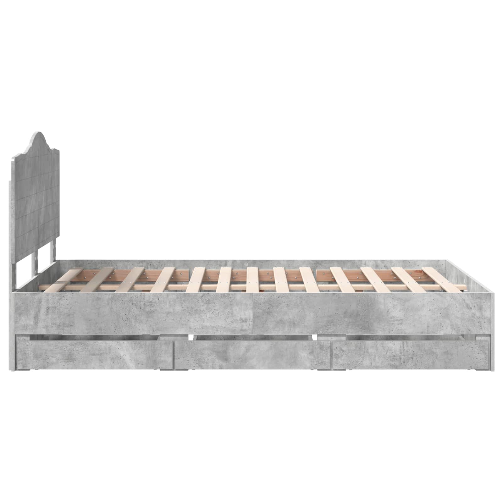 Cadre de lit gris béton en panneau de bois pour la chambre, 135 × 190 cm - 9