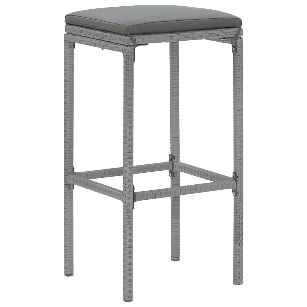 Set bar da giardino da 9 pezzi con cuscini in polyrattan grigio 02_0013442 - 3