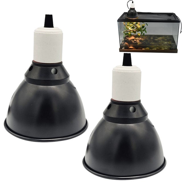 2 peças de luz de réptil de 14 cm com interruptor, ideal para lâmpadas de calor E27, luz de réptil de cúpula