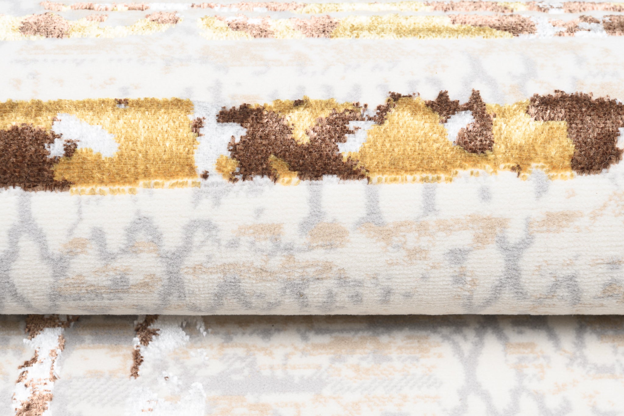 TAPISO Golden Tapis de Salon Moderne Or Beige Gris Crème Marron Moucheté Motif Cadres Doux Poil Court 200 x 300 cm - 9
