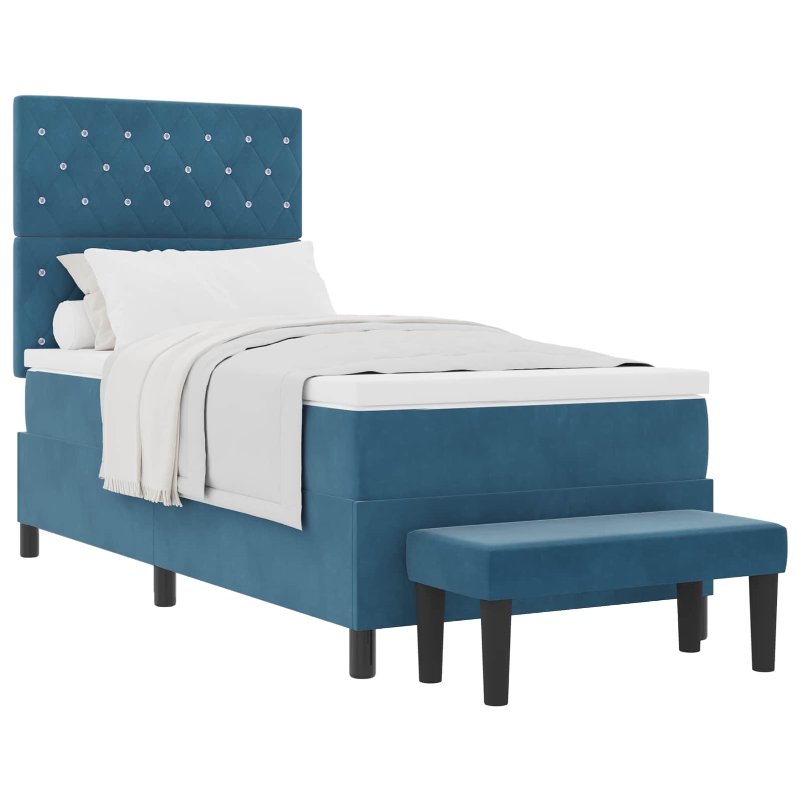 Cama tipo Box Spring Azul oscuro 200 x 100 cm Terciopelo | Leroy Merlin