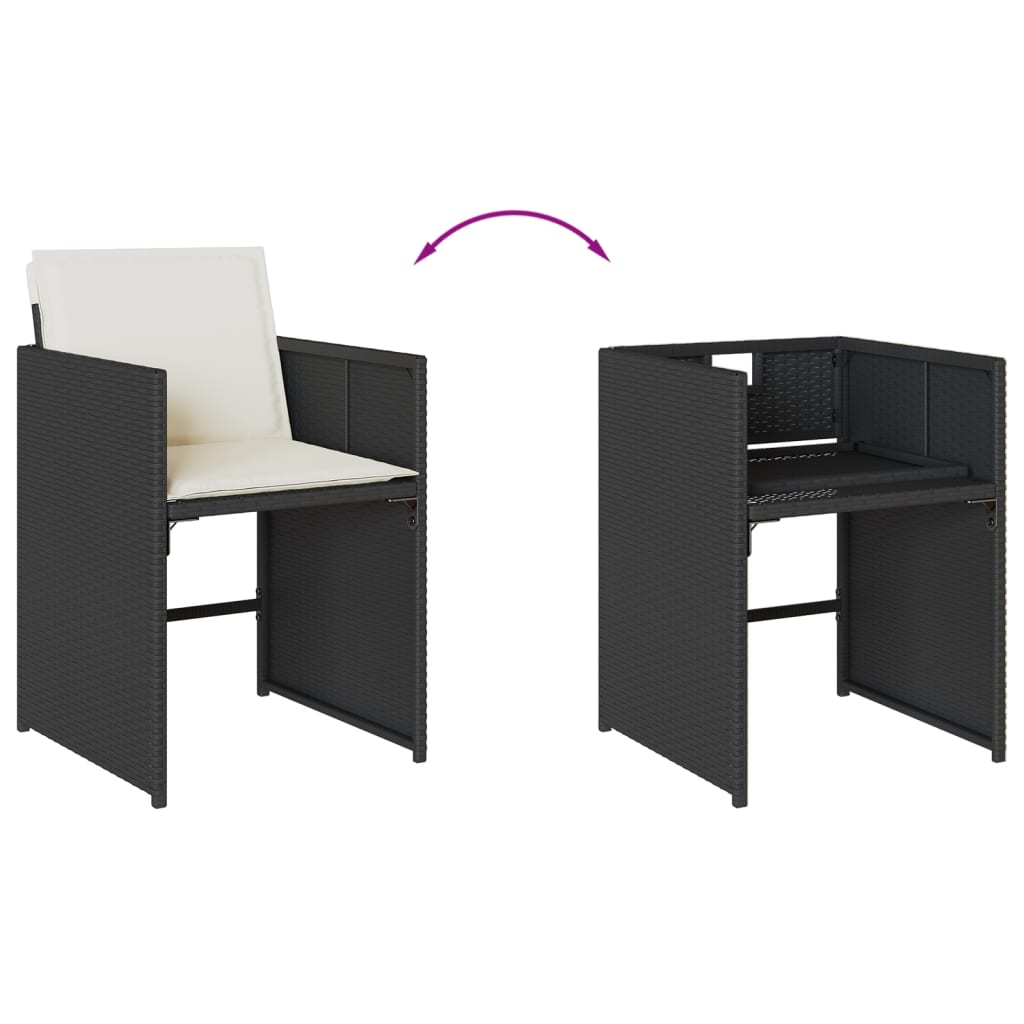 Set de muebles jardín 5 piezas con cojines ratán sintético negro - 6