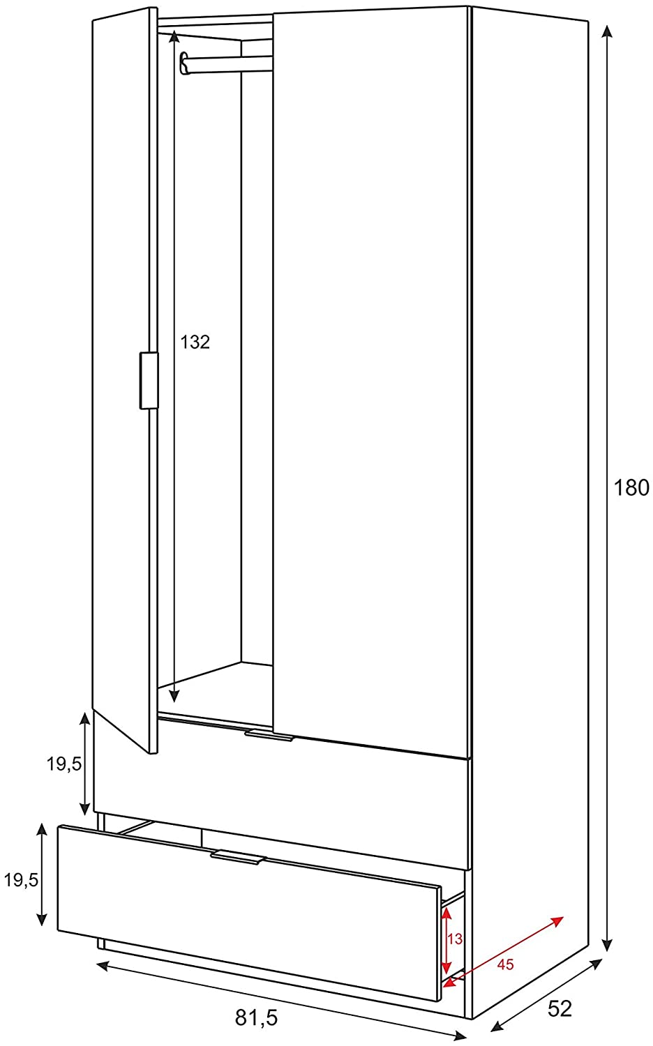 Mobelcenter - Armario 2 Puertas 2 Cajones Mediterráneo - 5