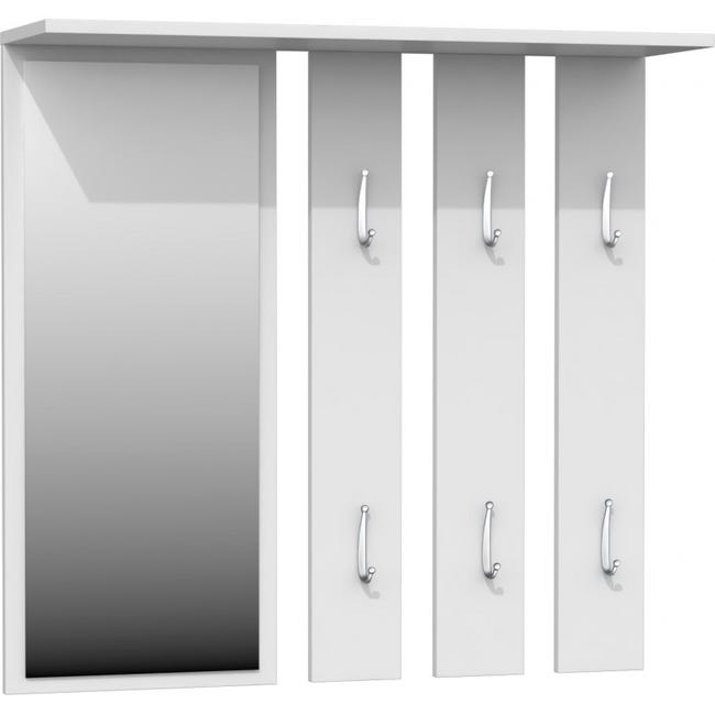 Appendiabiti Da Parete Con Mensola - 4 Ganci Doppi In Metallo, Per Ingresso O Camera, Bianco, Carico 25 Kg - Foto 12