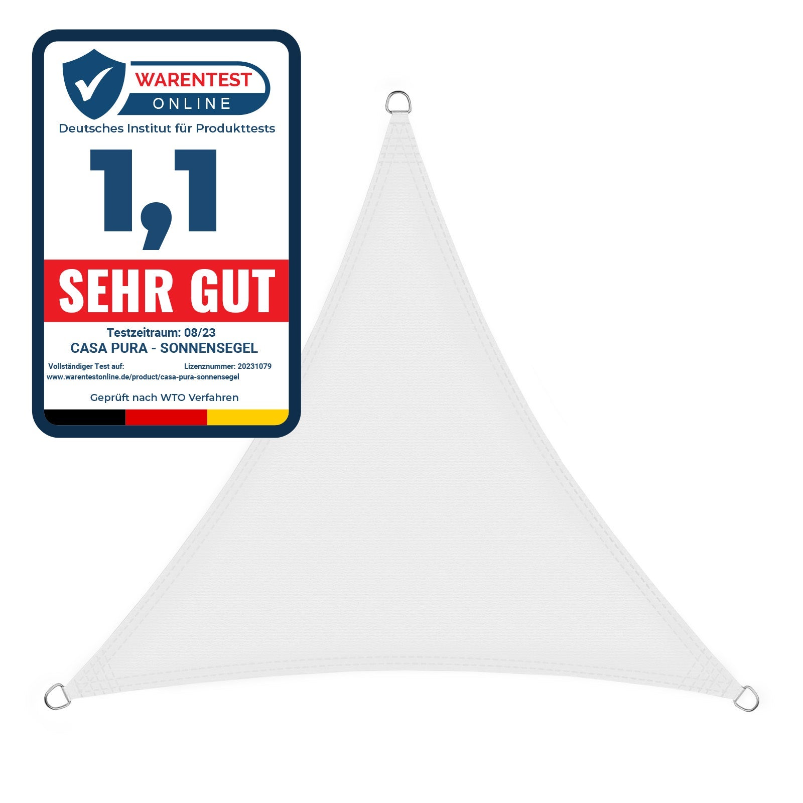 Voile D'ombrage Triangulaire 3x3x3m - Imperméable, 98% UV - Pour Terrasse, Jardin, Piscine - 12
