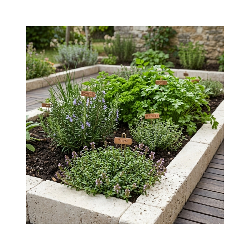 Bordure de jardin travertin 30 x 10 x 10 cm - Beige (Lot de 20) - 3