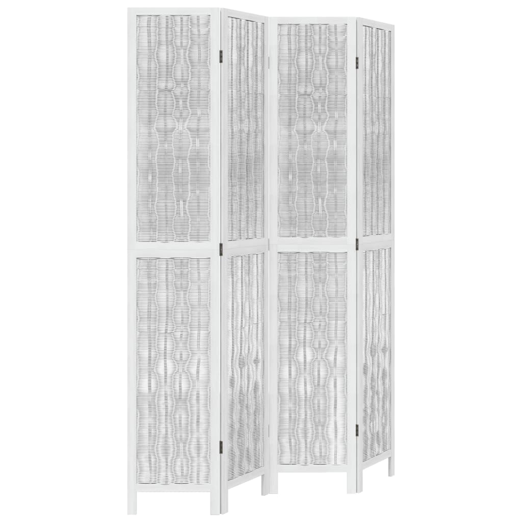 Biombo separador de 4 paneles | biombo divisor | paravientos madera maciza paulownia blanco cfw50405