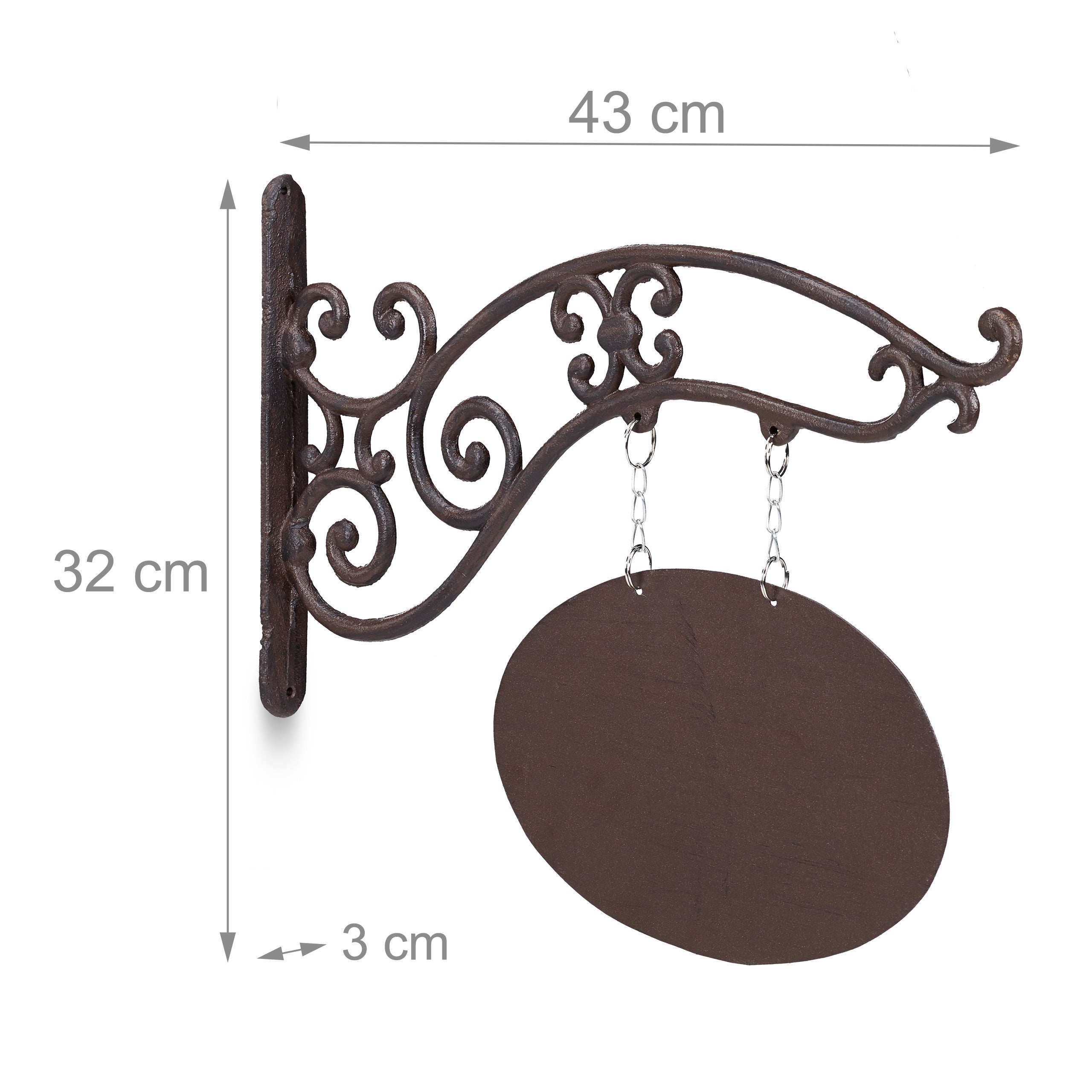 2x Insegna Negozio, Cartello a Bandiera dal Design Antico, da Scrivere, a Braccio, Ghisa, Bar & Attività, marrone - 4