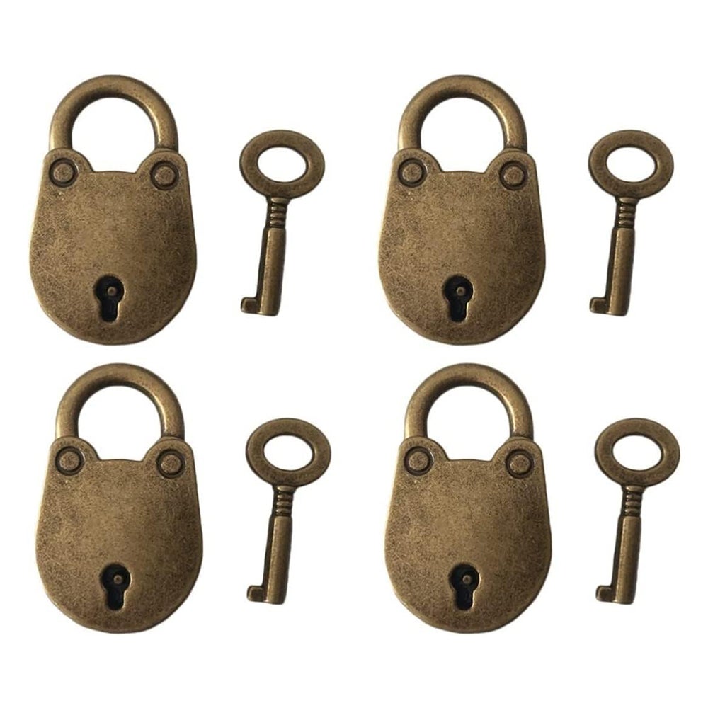 Loquet Bascule Tête D'ours OZXNO - Style Rétro Bronze - Avec Cadenas Et Charnières - Déco Bois