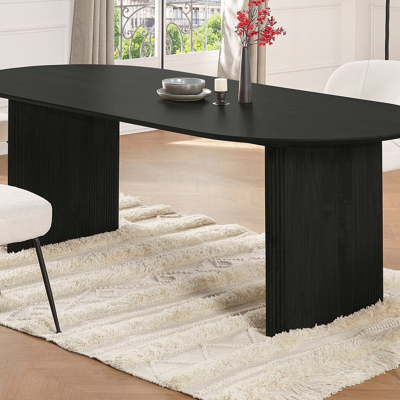 Stół do jadalni dla 8 osób z drewna mangowca - Czarny - BALIMELA