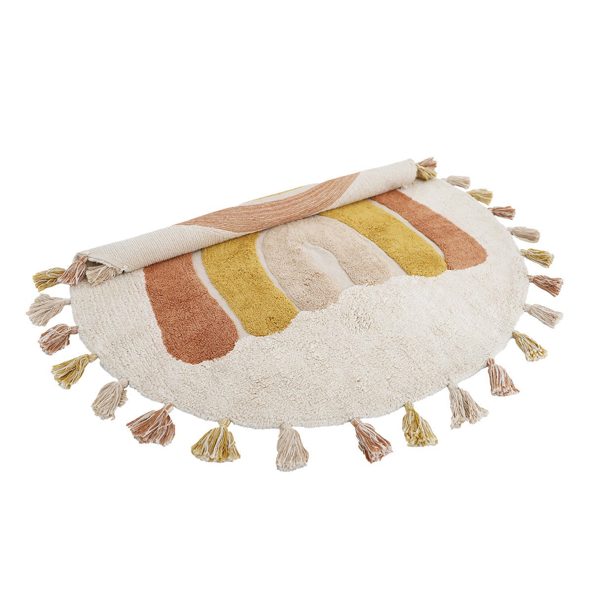 Tapis enfant coton lavable arc en ciel avec pompons RAINBOW TOFFEE - 5