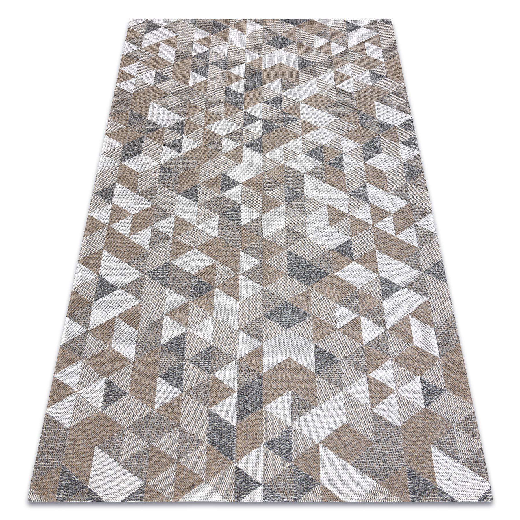 Dywan CASA Ekologiczny, EKO SIZAL Boho Trójkąty 2816 krem / taupe, z bawełny recyklingowanej 172x270 cm
