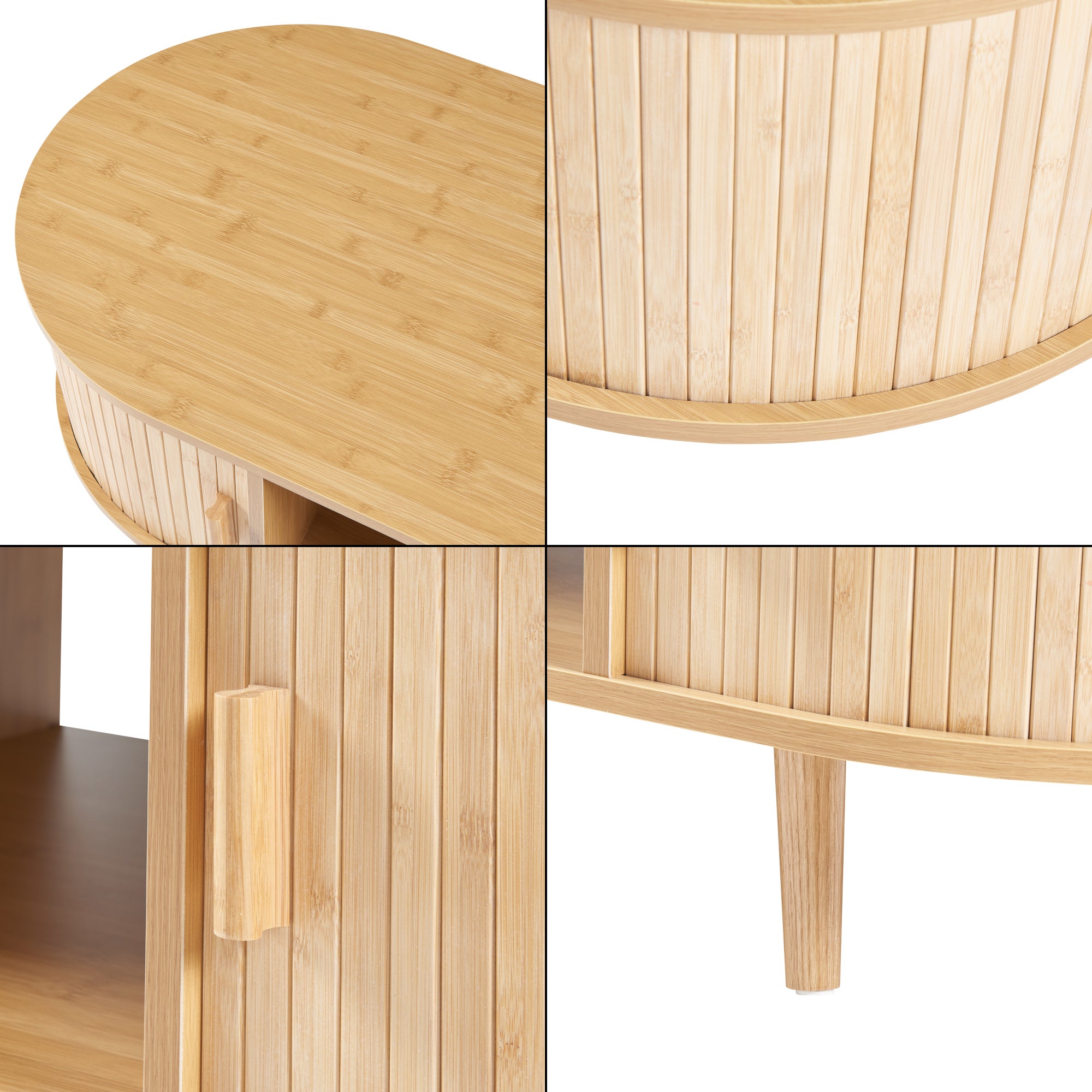 Table basse de salon Nordkapp avec portes coulissantes MDF bambou bois 120 x 55 x 40 cm naturel [en.casa] - 8