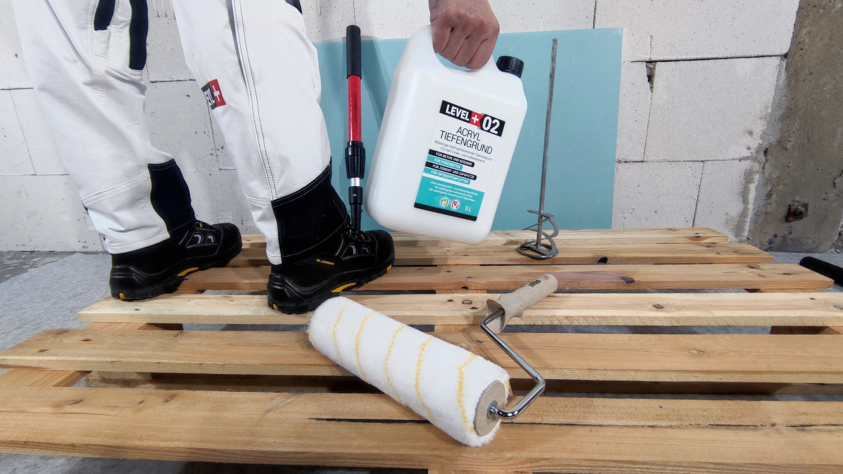 Imprimación acrílica 20L sobre cartón yeso + rodillo 25cm RM02 - 3