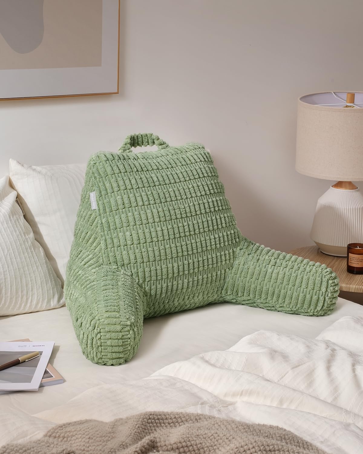 Coussin de lecture en mousse à mémoire de forme, pour s'asseoir confortablement au lit ou sur le canapé, coussin de soutien lombaire pour la lecture - 4