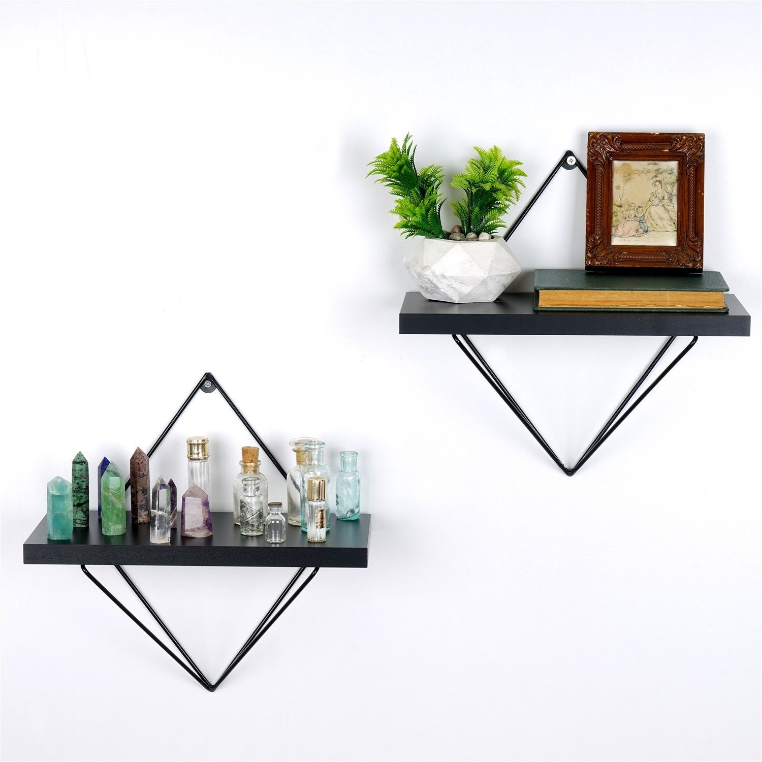 Set 2 polite WR059, negru, metal, 30x30x14 cm 2buc
