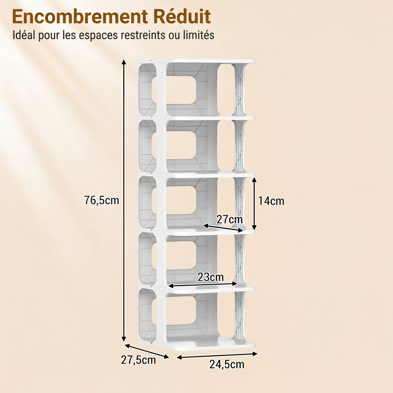Étagère à Chaussures Empilable à 6 Niveaux , Organiseur de Chaussures Vertical Compact en Plastique, pour Entrée , Montage sans Outil, Blanc - 6