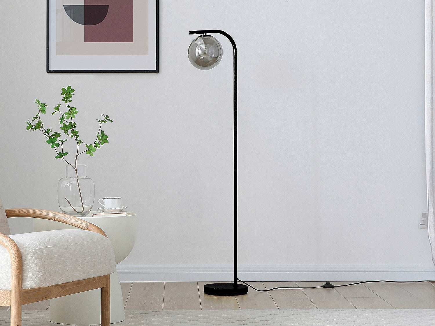 Lampa stojąca z metalu i przyciemnianego szkła - Śr.28 x W.150 cm - Czarna SOFIA