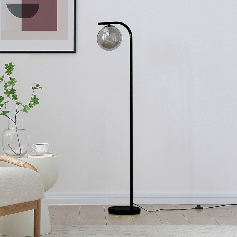 Lampa stojąca z metalu i przyciemnianego szkła - Śr.28 x W.150 cm - Czarna SOFIA