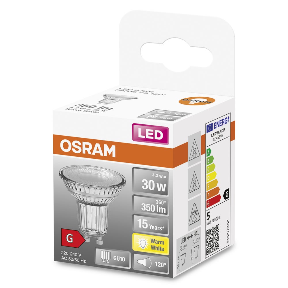 Osram STAR lâmpada LED Branco quente 2700 K 4,3 W GU10 G - 5