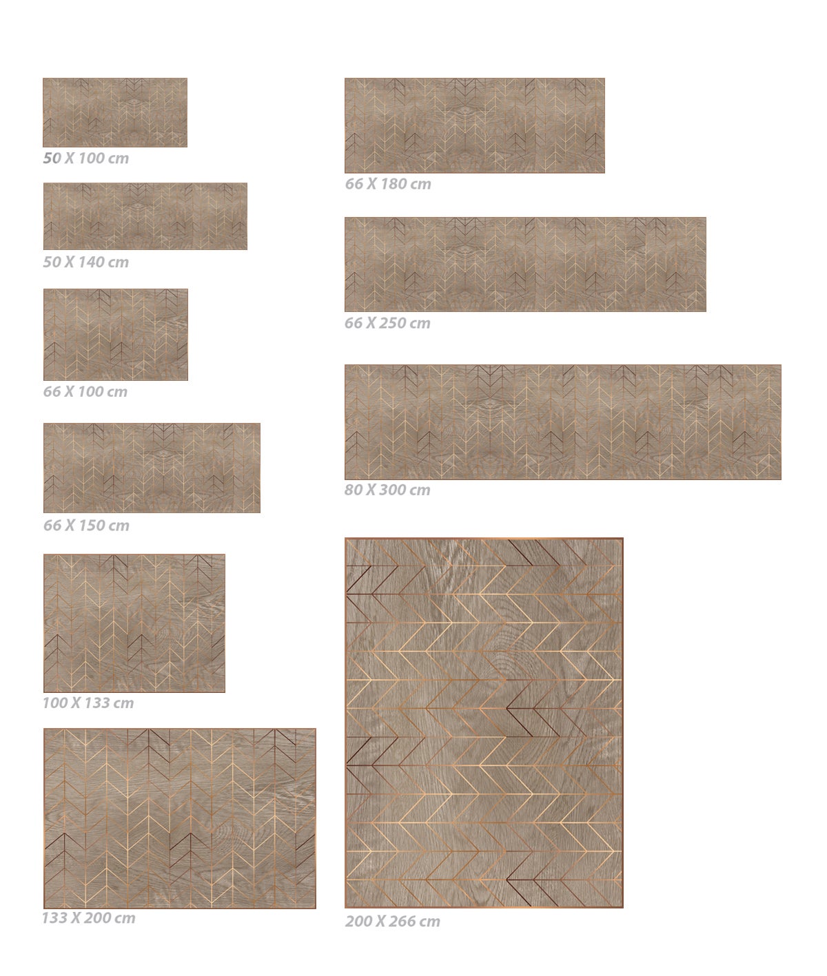 Tappeto antiscivolo in vinile Arcos art-decó con oro 66x180 cm - PVC stampato, lavabile, ignifugo, per salotto e cucina - 5