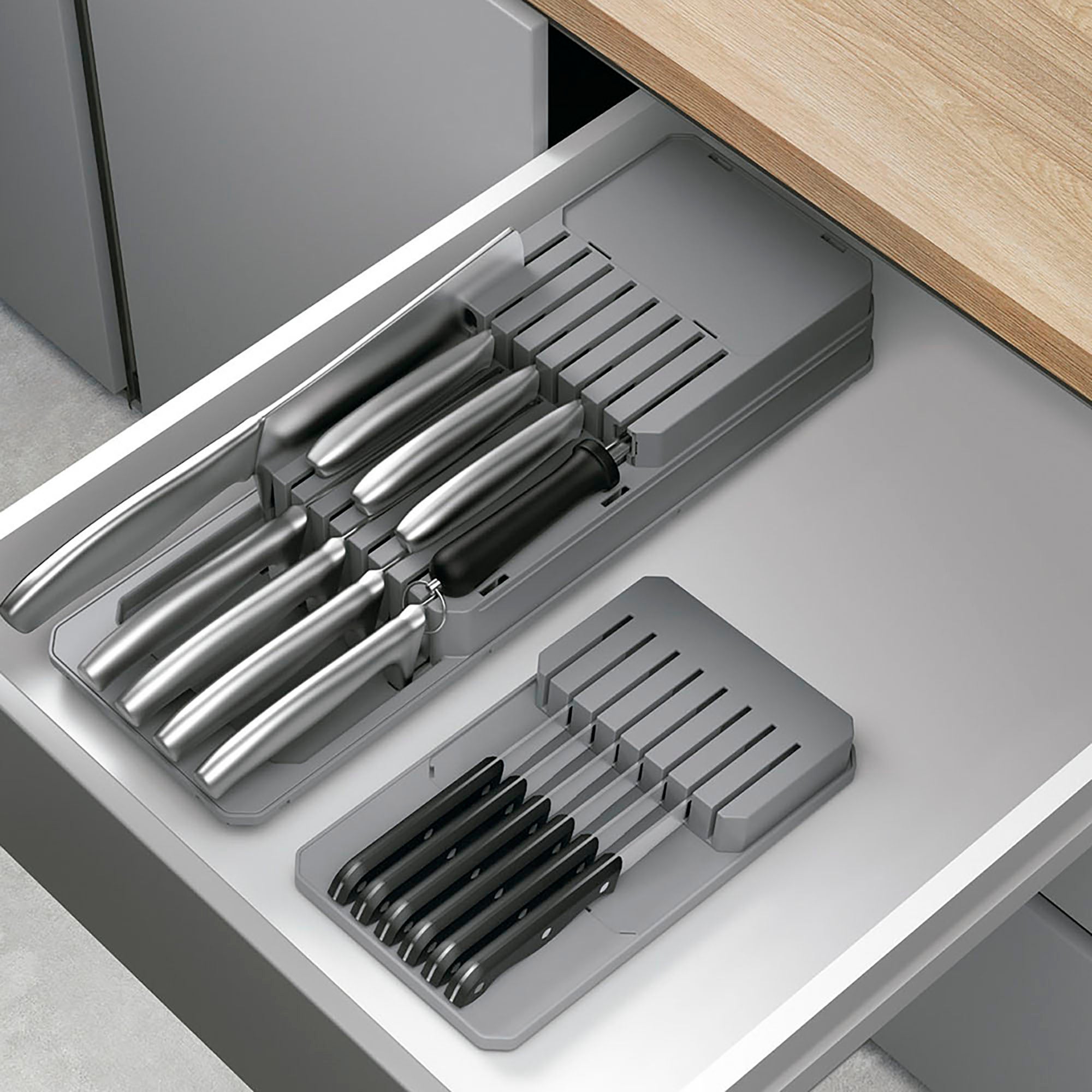 Metaltex BLADE FIT - Organizador Customizable (hasta 3 niveles o módulos independientes) de Cuchillos para Cajón o Sobre encimera - 4