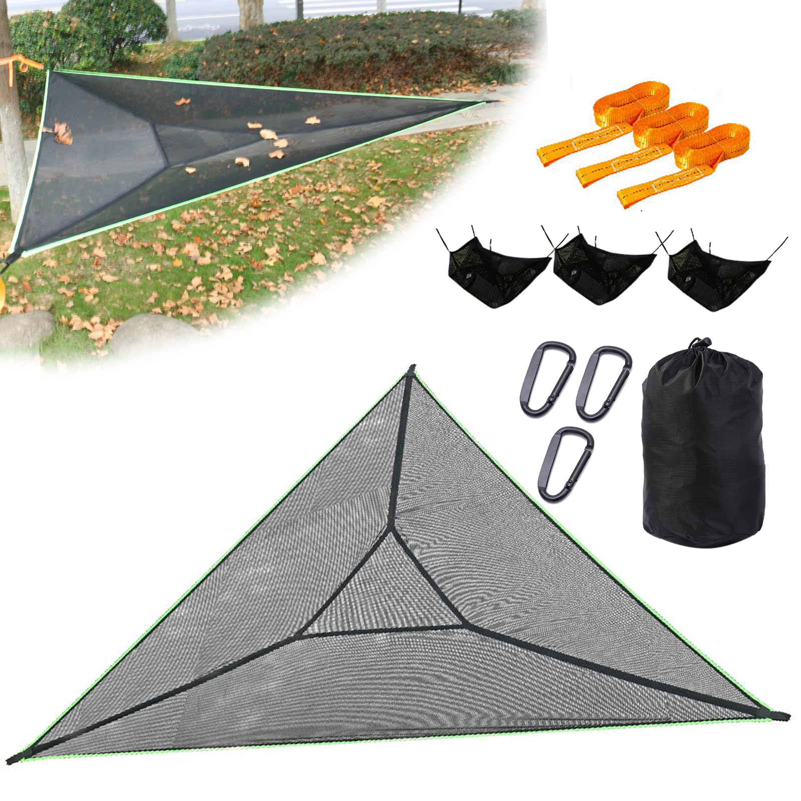 Hamac Triangulaire Géant 13 Pieds – Pour 2-3 Personnes, Avec Sangles Et Sac De Rangement, Capacité 500 Lb