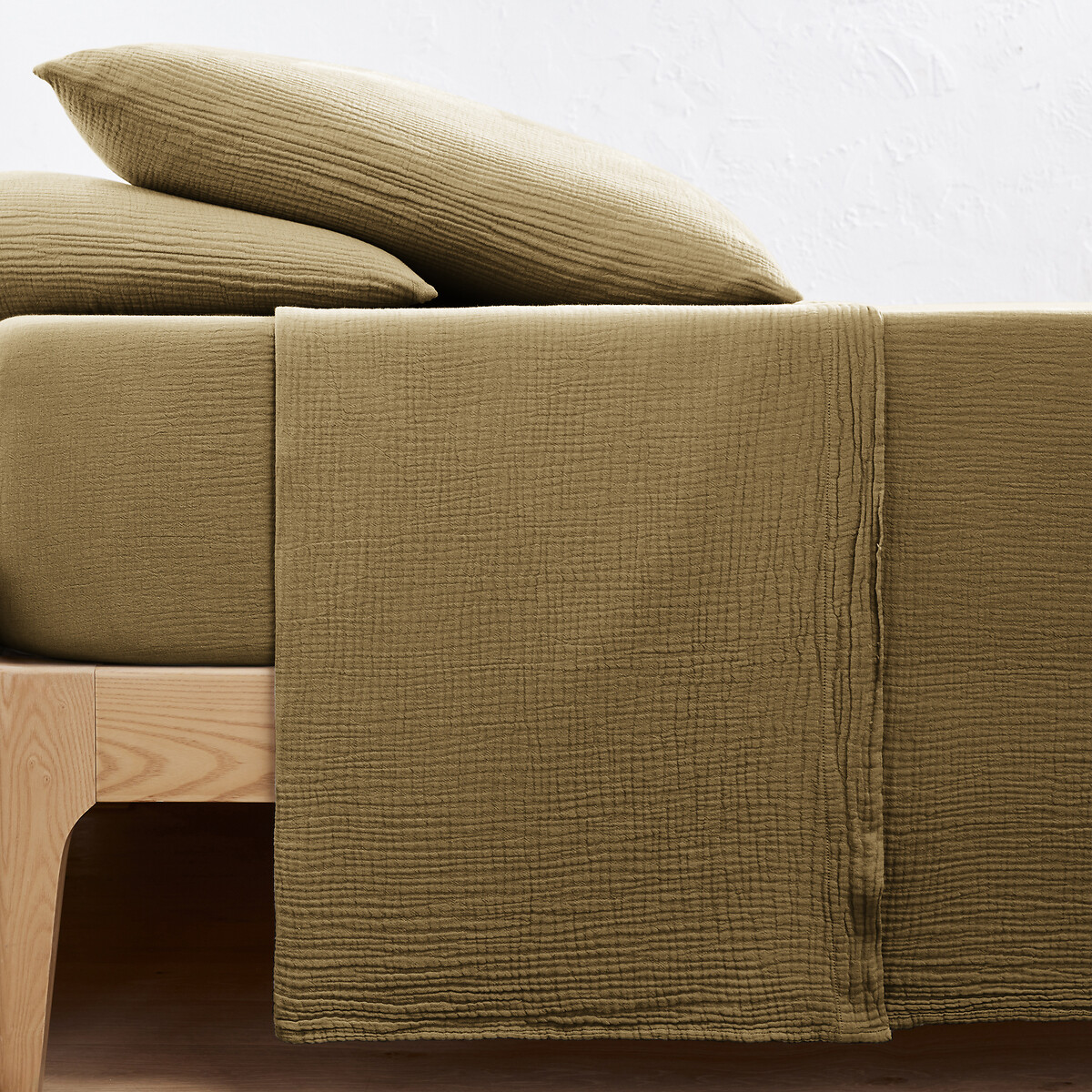 Drap plat uni gaze de coton, Kumla - Vert de gris - 180 x 290 cm - 6