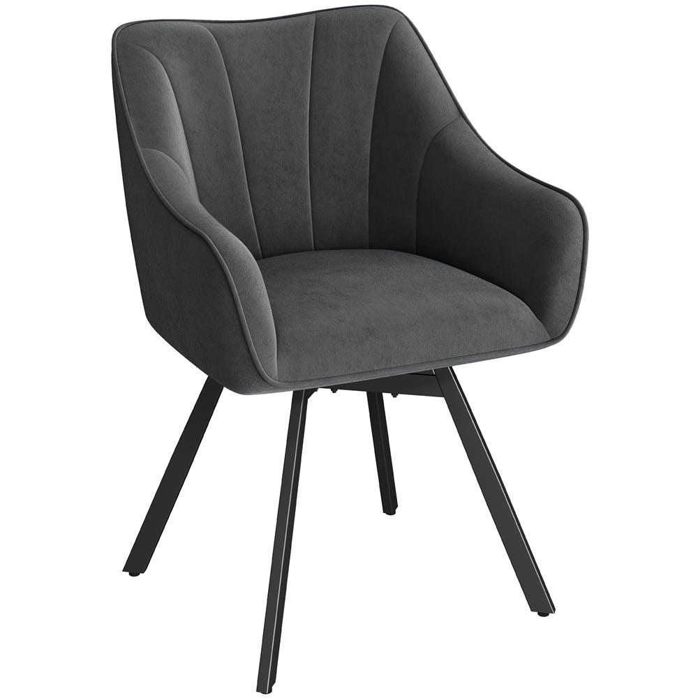 Chaise de Salle à Manger Rotative avec Assise en Velours et Pieds en ...