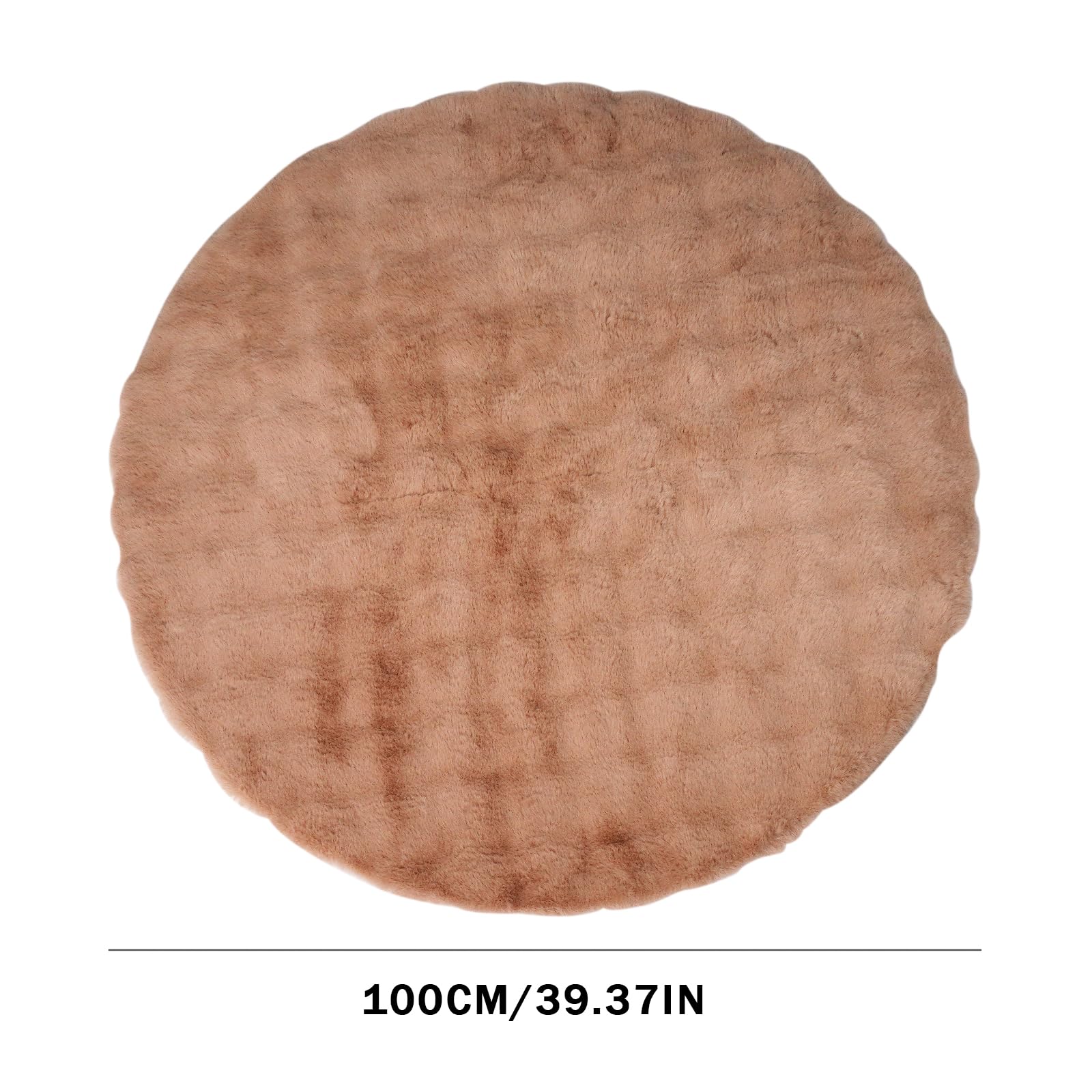 Tapis Fausse Peau de Mouton Rond, Tapis Poil Long, Moquette Intérieure lavable pour Salon, Chambre, Descente de Lit, Diamètre 100cm, Marron - 2
