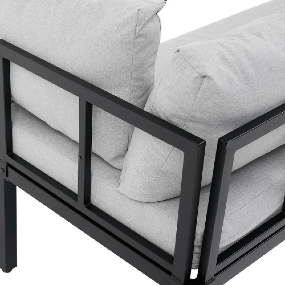 Garten-Essgruppe 6 places modulable avec cadre en acier galvanisé et table intégrée pour jardin gris - 8