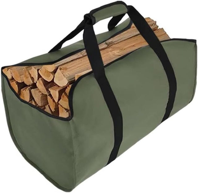 Un sac pliable pour ranger le bois de chauffage, fabriqué en tissu Oxford résistant et imperméable, avec des poignées