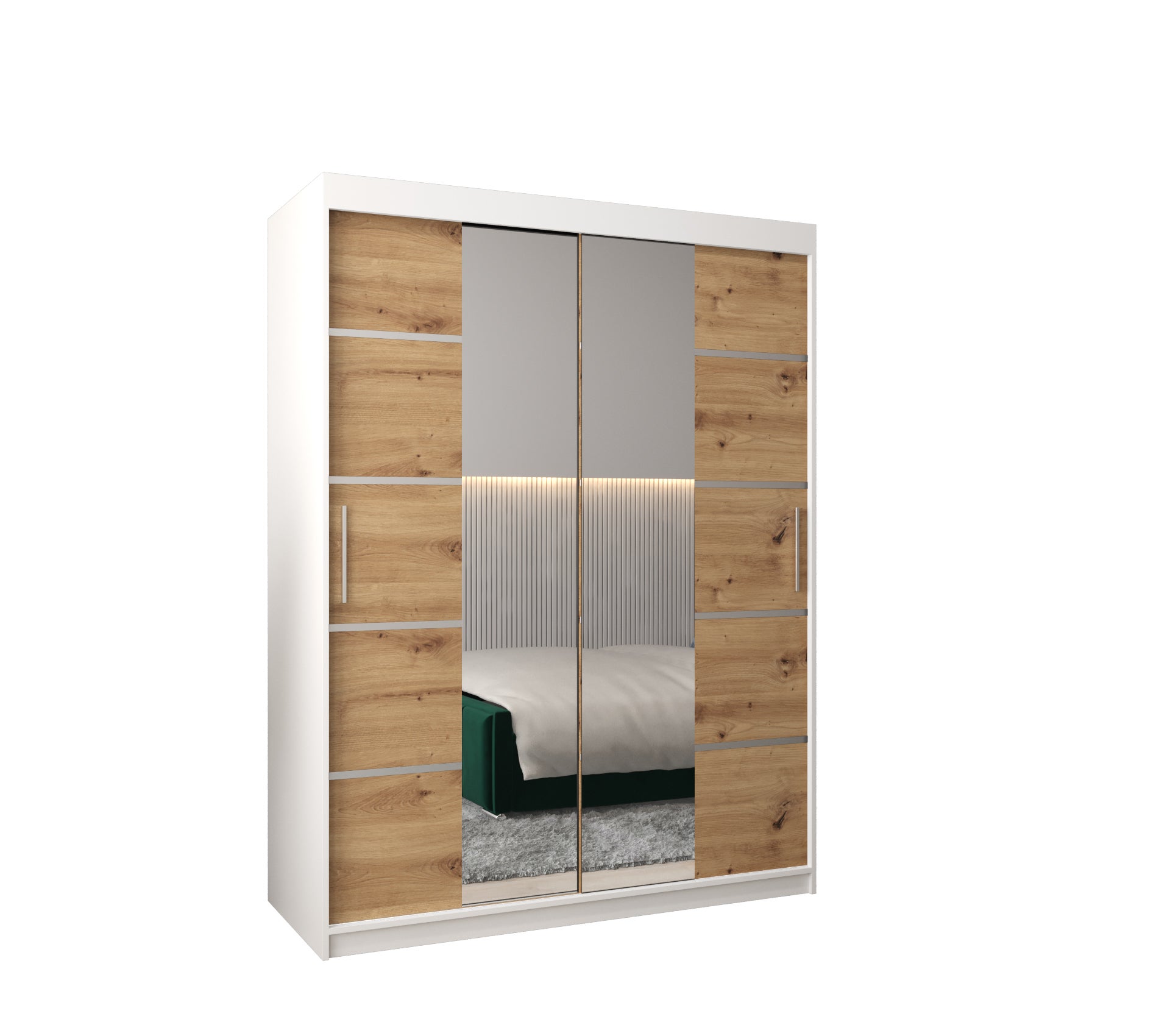 Szafa przesuwna garderoba Verona 4 150 x 62 x 200 cm Biały + Artisan - Abiks Meble