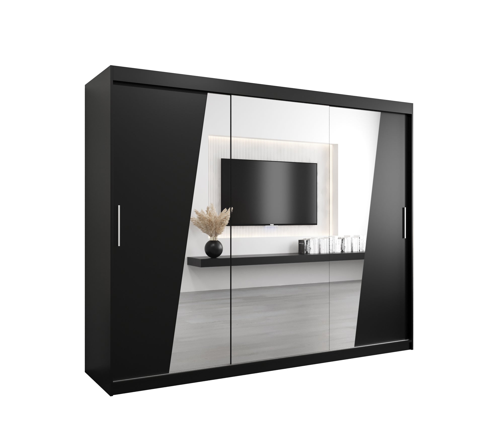 Szafa przesuwna garderoba RHOMB 250 x 62 x 200 cm Czarny - Abiks Meble