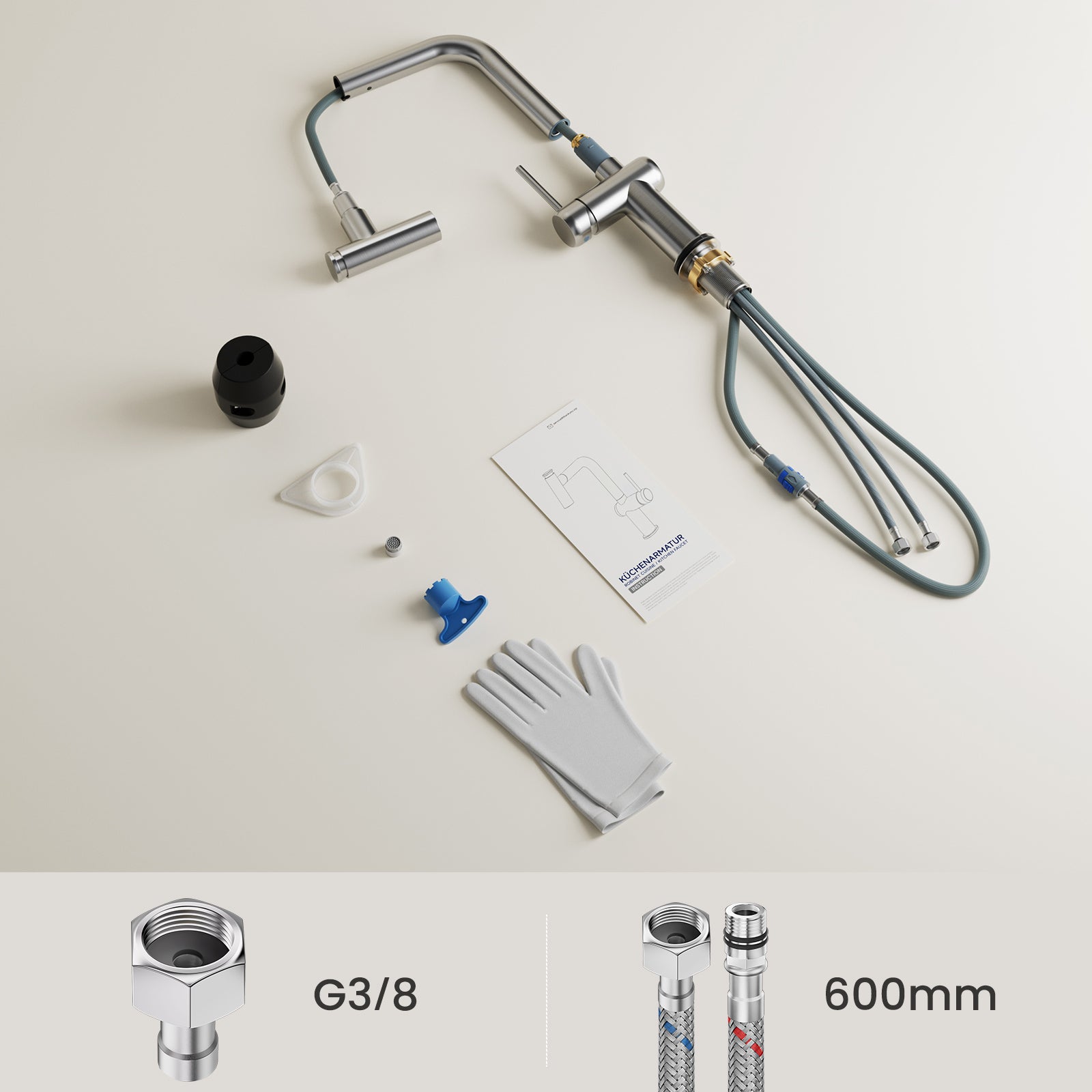 Cecipa max Robinet de Cuisine avec Douchette Extractible, Mitigeur Cuisine en Inox, Robinet d'évier Rotation à 360° - 7