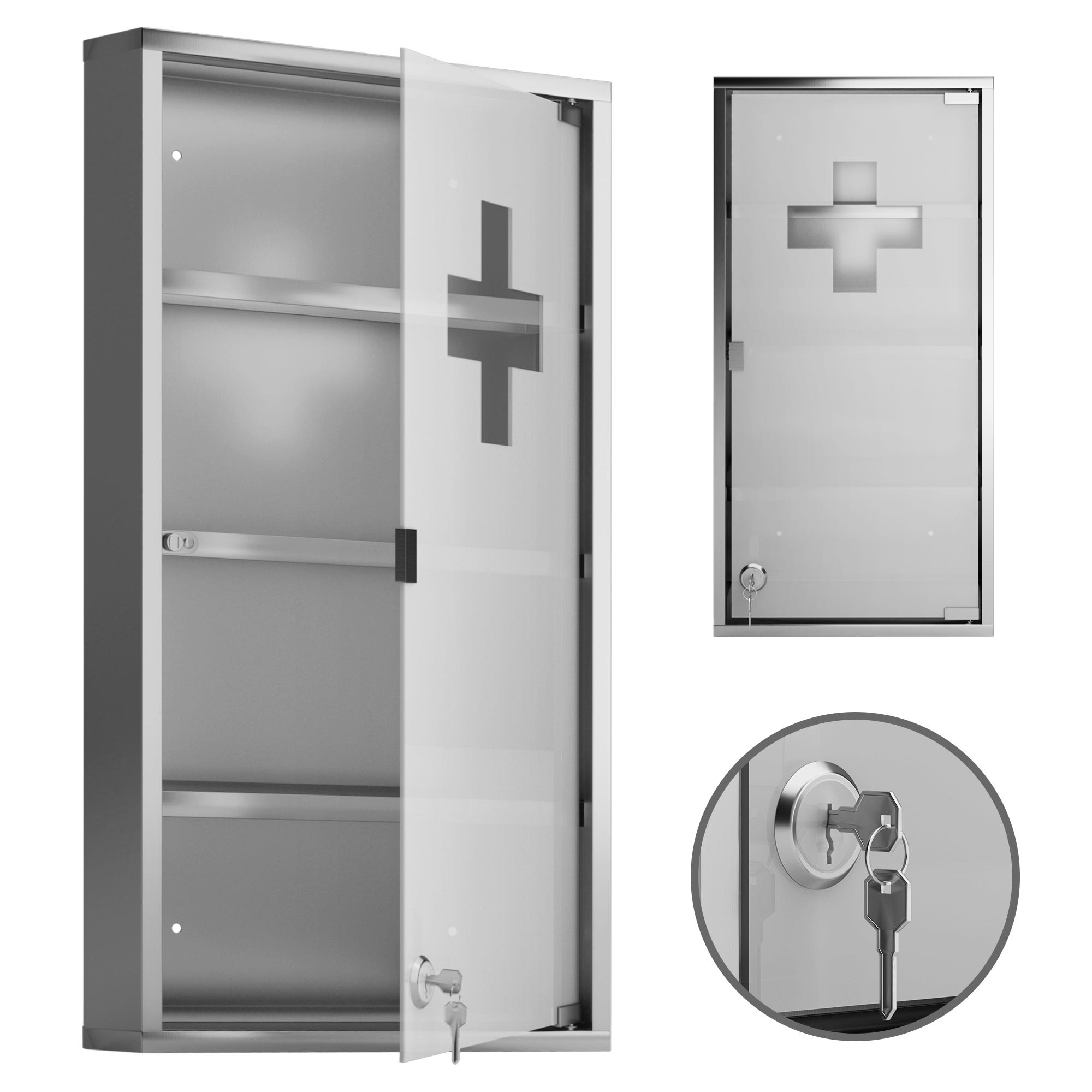 Armoire à Pharmacie Murale Avec Porte Transparente - Organisateur Médicaments Et Urgences - Design Compact Multi-Compartiments
