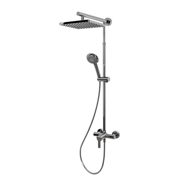 Schulte colonne de douche réglable en hauteur avec mitigeur, 42x92 - 155 cm, douchette à main ronde, aspect chromé, pommeau carré orientable