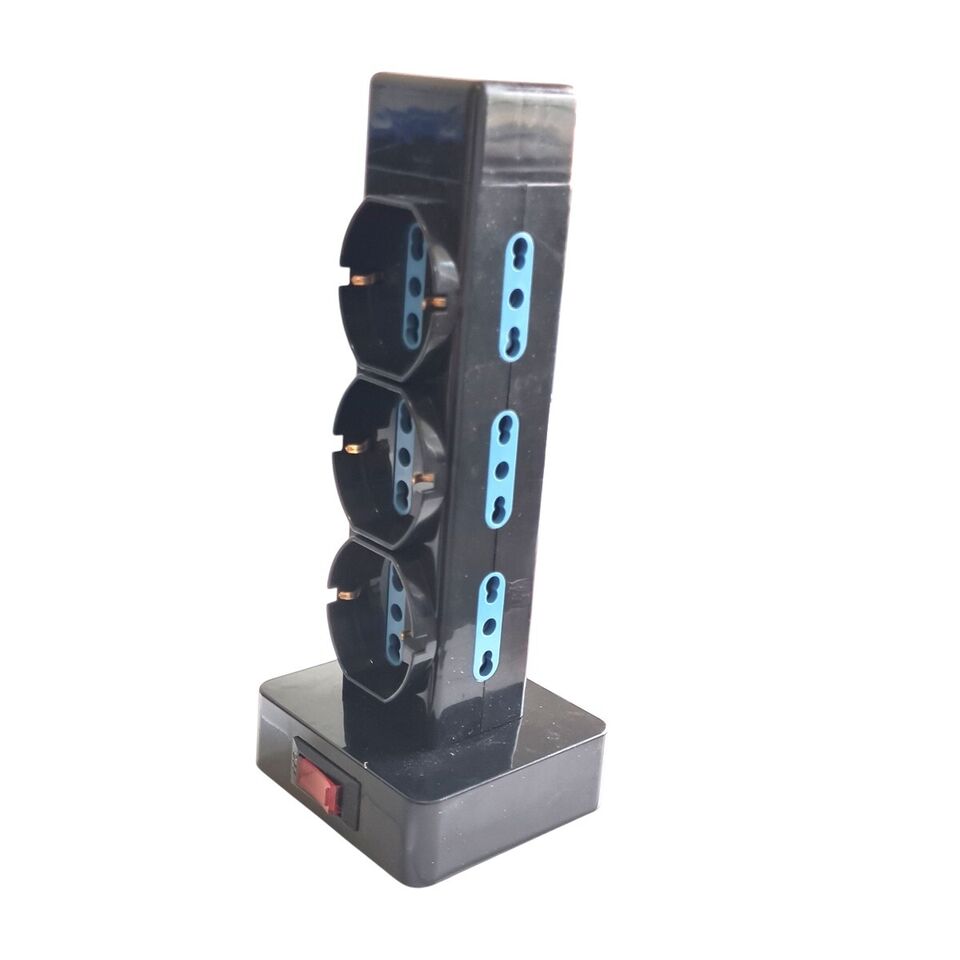 TOUR MULTIPRISE VERTICALE 9 PRISES 16 A SCHUKO 250 V INTERRUPTEUR MARCHE/ARRÊT - 3