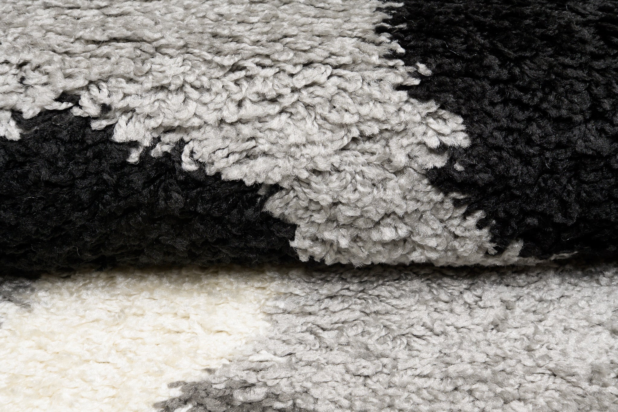 TAPISO Delhi Tappeto Shaggy Moderno Morbido Soggiorno Salotto Grigio Nero Geometrico Astratto Cerchi 60 x 100 cm - 4