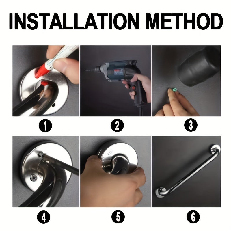 2*Barra de apoio em aço inoxidável para casa de banho,barra de apoio de segurança sem barreiras, barra de apoio de segurança para casa de banho, 30 cm - 7