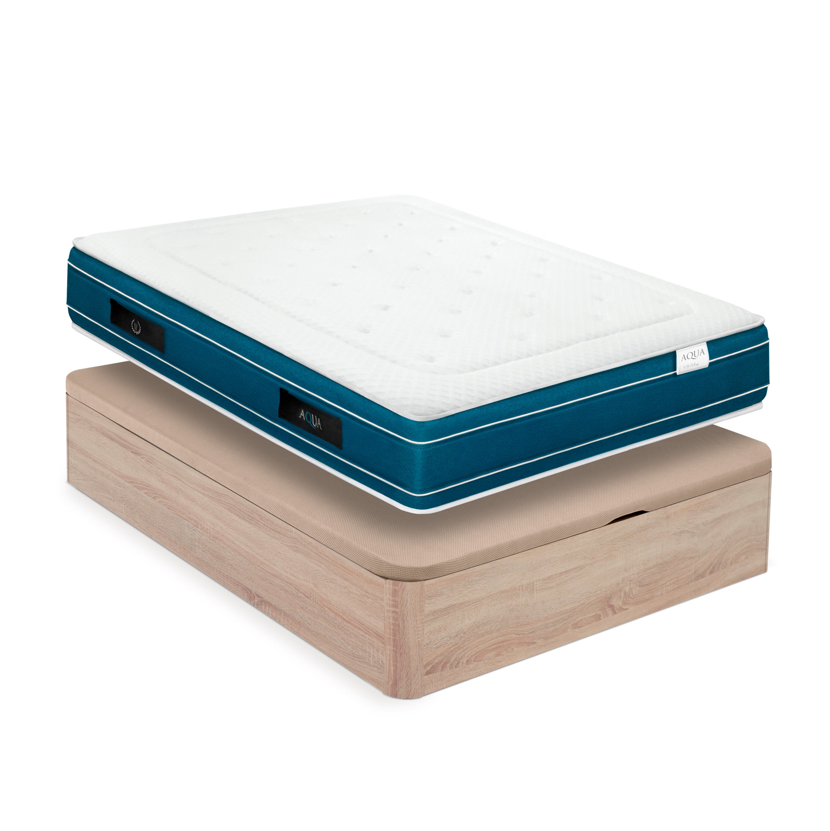 DESCANSIN Pack Colchón + Canapé Abatible De Madera 135x190 Cerezo – Cama Matrimonial Con Canapé De 28cm De Alto