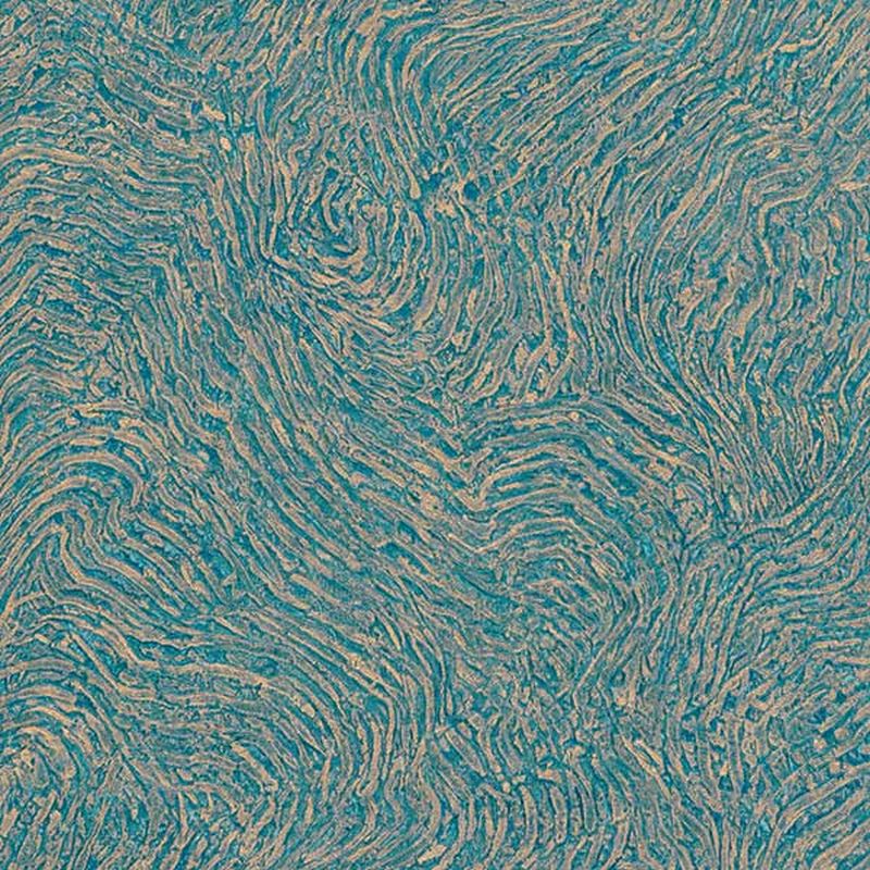 Papel pintado diseño de líneas onduladas en 3d azul petroleo - 53 cm x 10.05 m - erismann