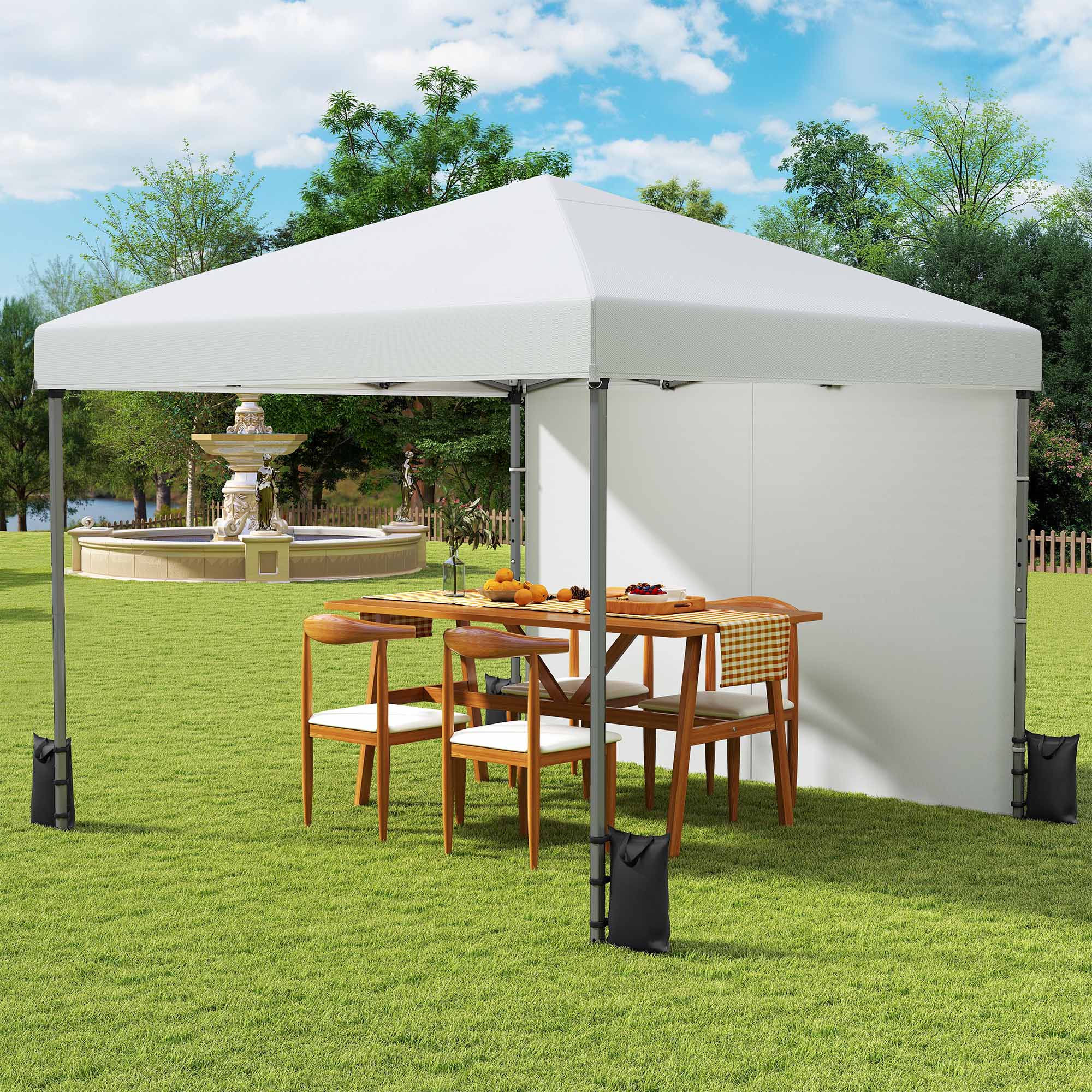 Tonnelle pliante avec dispositif de protection, réglable en hauteur, 3 x 3 m, blanche - 6