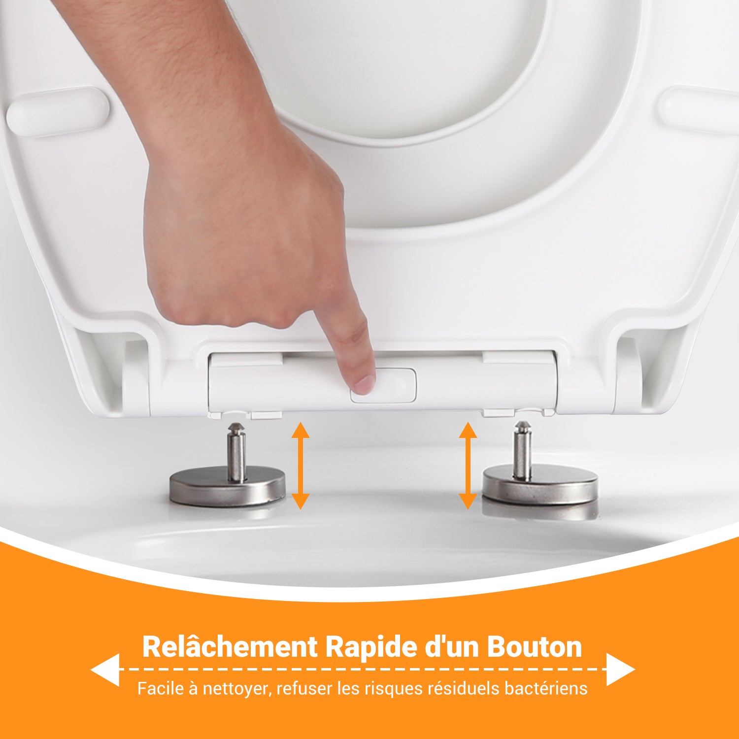 Abattant WC Familial, Lunette de Toilette avec Siège Enfant Magnétique, Frein de Chute et Charnière Réglable, Abattant WC en Polyéthylène - DBTS01BJ - 4