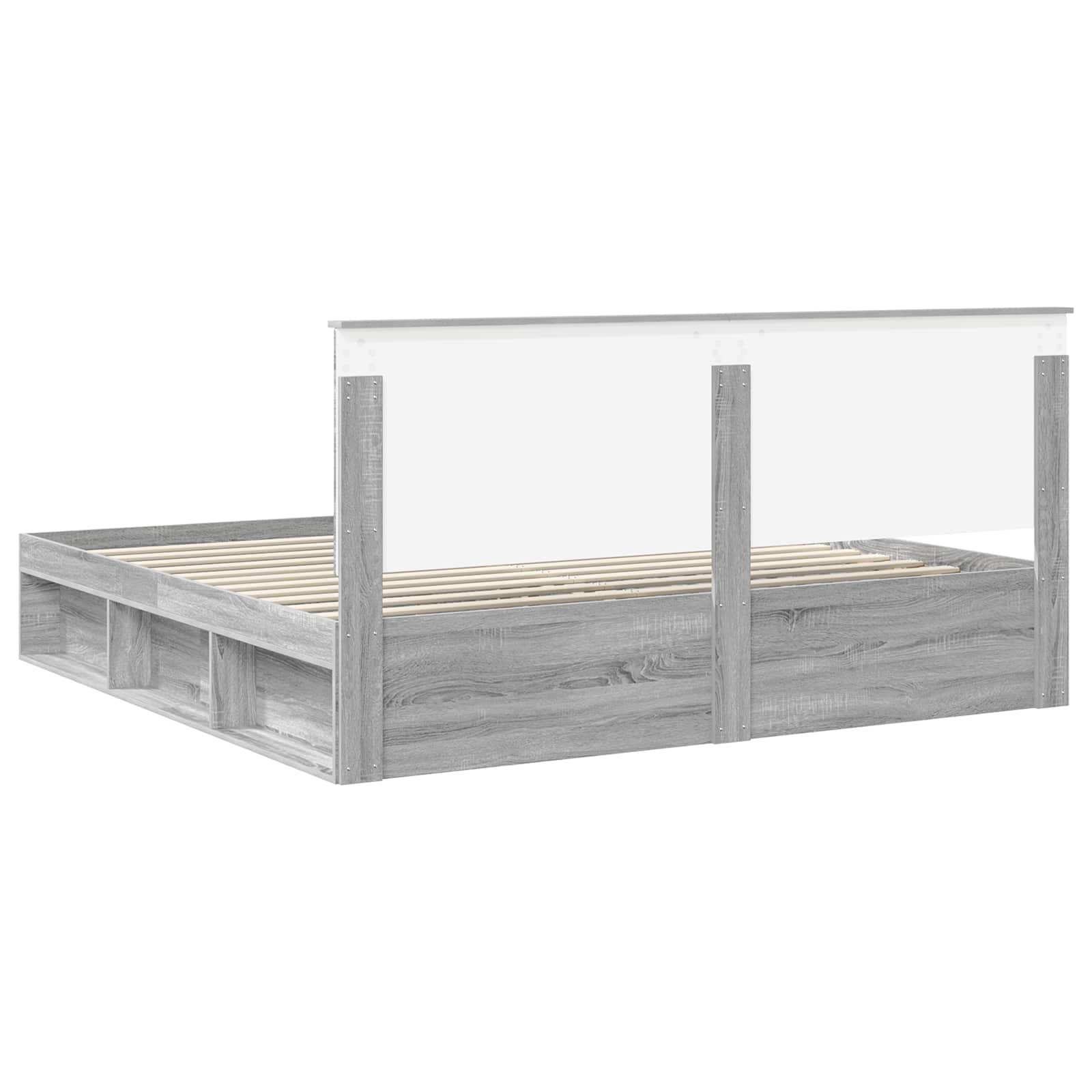 Cadre de lit gris 200 x 200 cm en bois de pin massif - 8