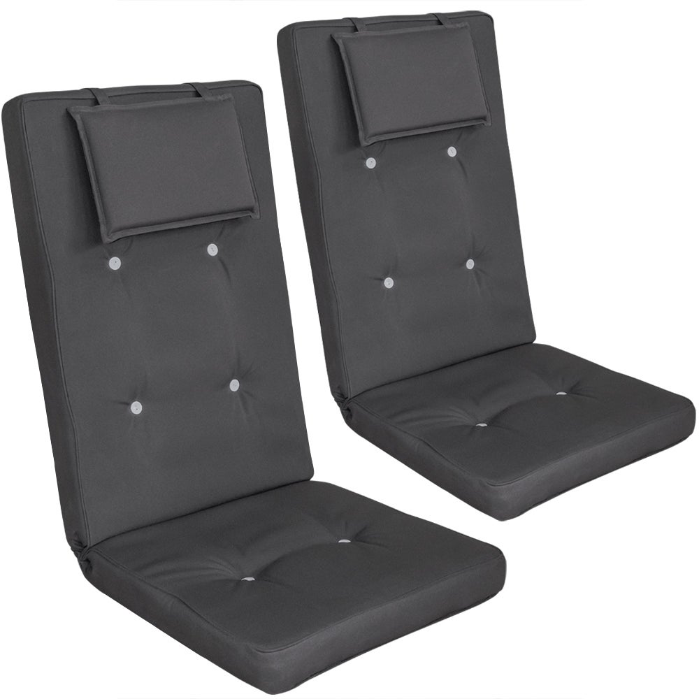 Lot De 4 Coussins De Chaise Anthracite Extérieur - Hydrofuge Polyester 45x40x6cm - Pour Jardin Et Terrasse